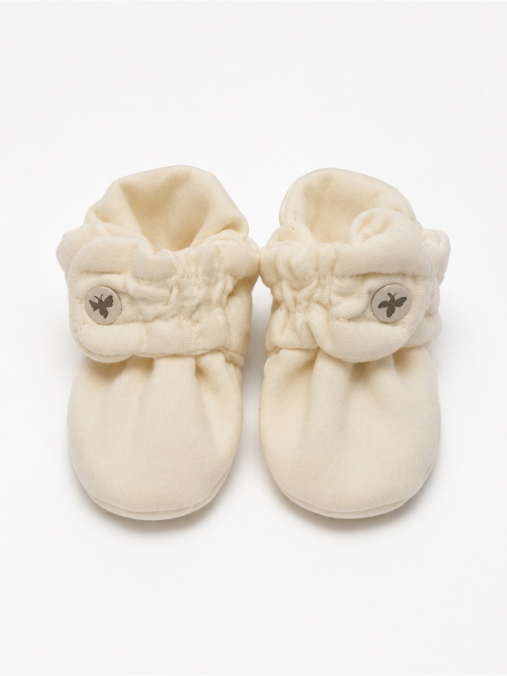 Burt's Bees Baby Cream Plush Booties with Butterfly Button
